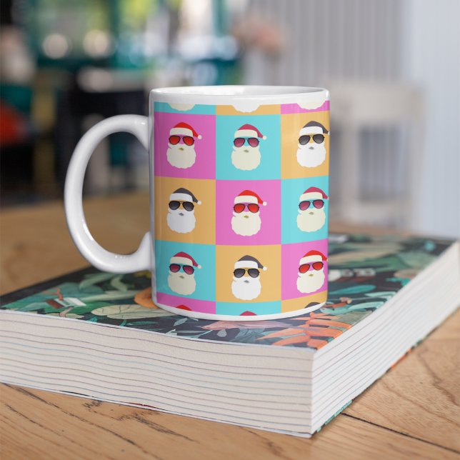 Neon Santa with Sunglasses Cool Colourful Pattern Coffee Mug (Creator Uploaded)