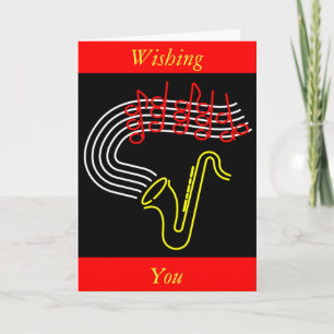Neon Saxophone and Music Notes Custom Birthday