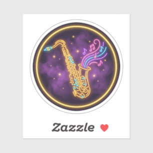 Neon Saxophone Jazz Music Purple Glow Art