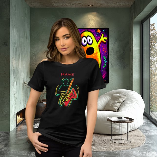Neon Saxophone Line Art | Vibrant Musical T-Shirt  Tri-Blend Shirt (Creator Uploaded)