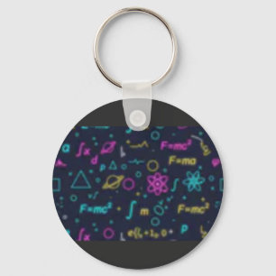 Neon Science & Math Formulas Pattern T-Shirt Phy Key Ring