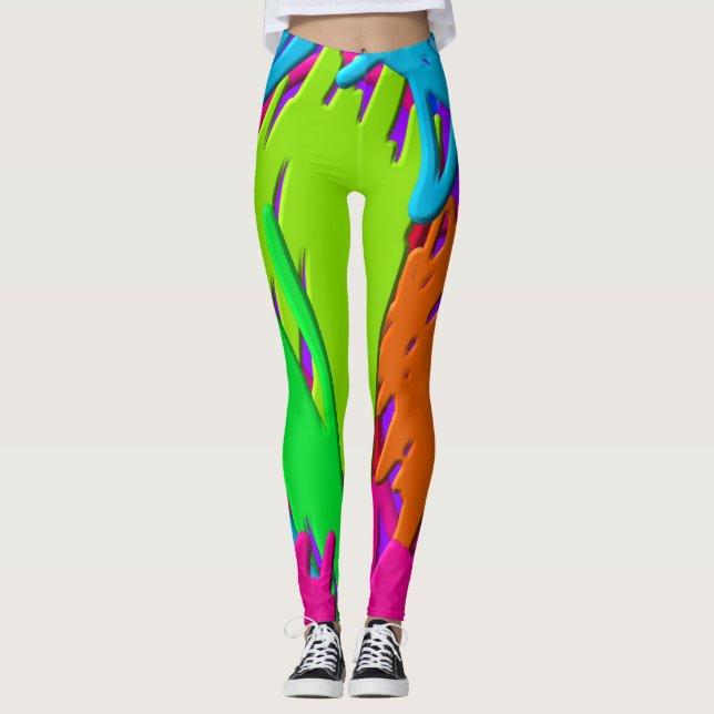 Neon Scribbles Leggings (Front)