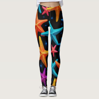 Neon sea stars leggings