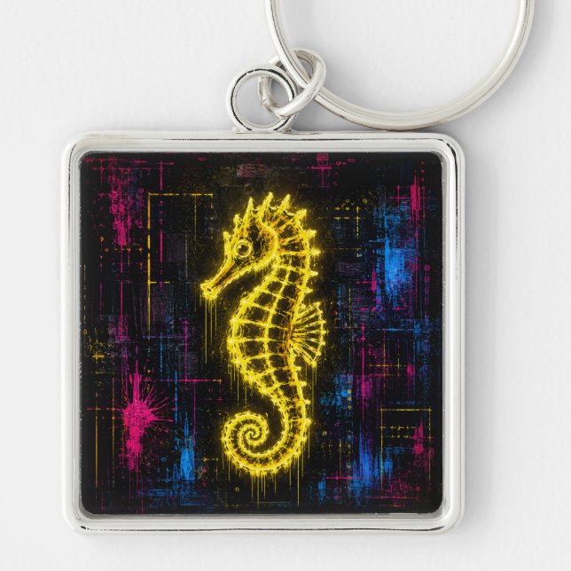 Neon Seahorse Key Ring (Front)