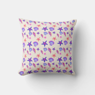 Neon Seashell Mermaidcore Seamless Pattern  Cushion