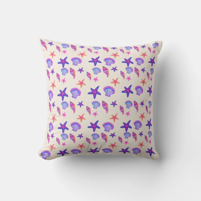 Neon Seashell Mermaidcore Seamless Pattern  Cushion (Front)