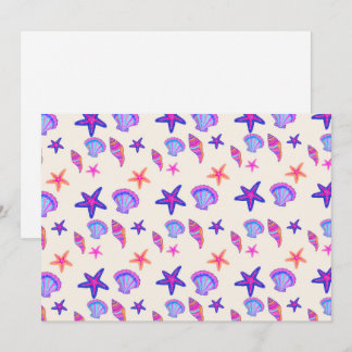 Neon Seashell Mermaidcore Seamless Pattern  Invitation