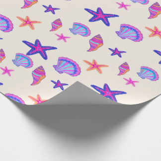 Neon Seashell Mermaidcore Seamless Pattern  Wrapping Paper