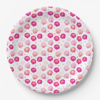 Neon Seashells – Seamless Coastal Pattern Paper Plate