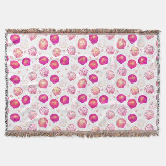 Neon Seashells – Seamless Coastal Pattern Throw Blanket
