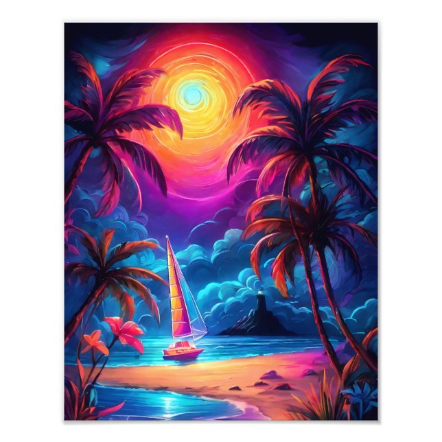 Neon Seaside Beacon 2 Photo Print (Front)