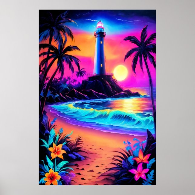 Neon Seaside Beacon 3 Poster (Front)