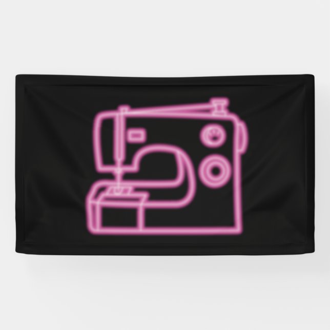 Neon Sewing Machine Sign Pink (Horizontal)