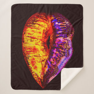 Neon Sexy Lip: Gold Mouth Sherpa Blanket