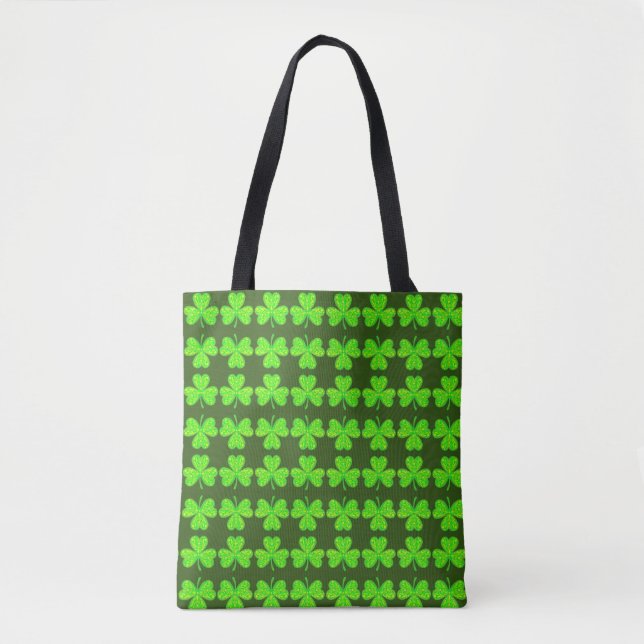 Neon Shamrock Mirrored Pattern Tote Bag (Front)
