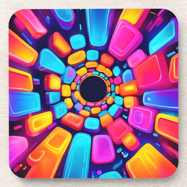 Neon Shapes Abstract Tunnel Art Coaster (Front)