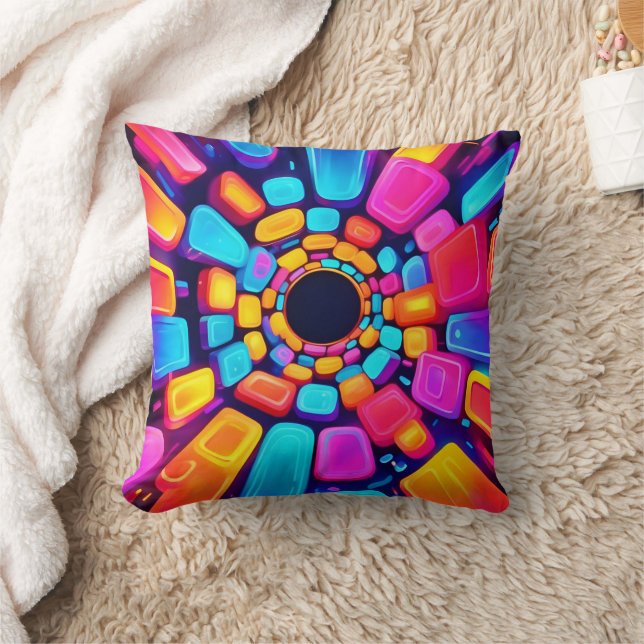 Neon Shapes Abstract Tunnel Art Cushion (Blanket)