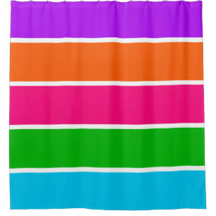 Neon Sherbet Stripes Shower Curtain