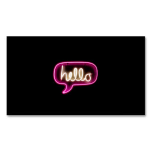neon sign hello magnetic business card