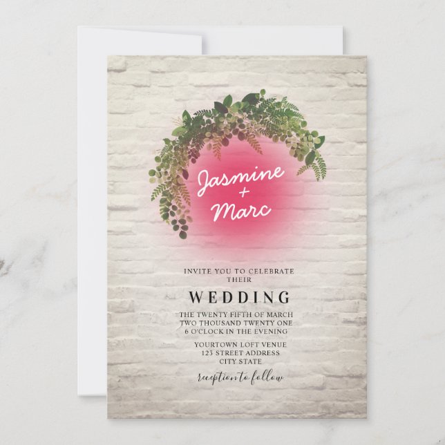 Neon Sign Inspired Wedding Invitation (Front)