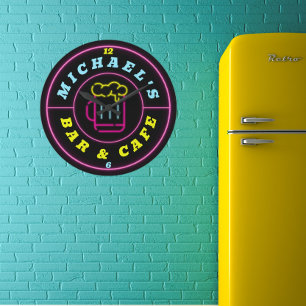 Neon Sign Personalised Coffee Bar Large Clock