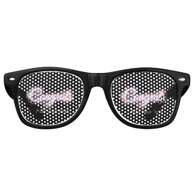Neon sign pink congrats add text retro 90s revival retro sunglasses (Front)