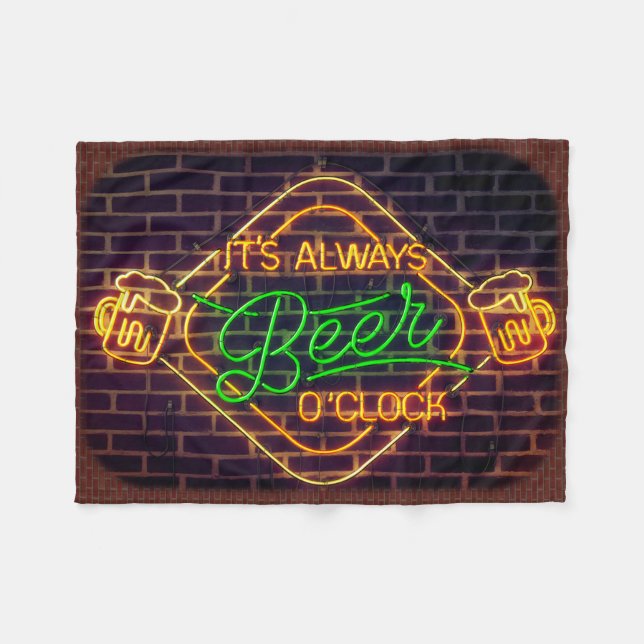 Neon Sign Print BEER Mancave Fleece Blanket (Front (Horizontal))