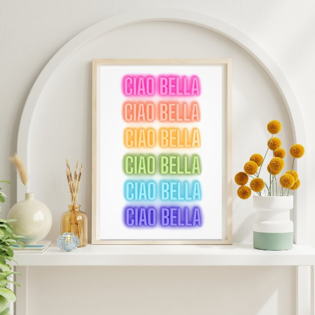 Neon Sign Style Ciao Bella Repeating Rainbow Print (Creator Uploaded)