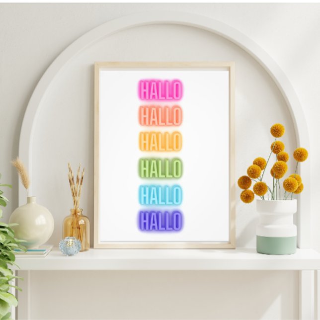 Neon Sign Style Hallo Repeating Rainbow Print (Creator Uploaded)