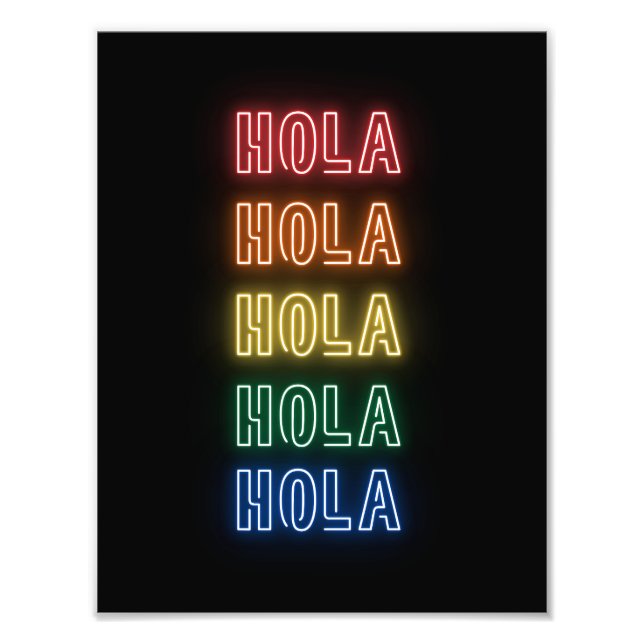 Neon Sign Style Hola Repeating Rainbow Print (Front)