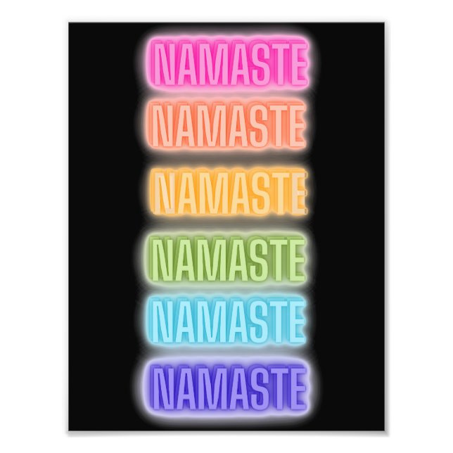Neon Sign Style Namaste Repeating Rainbow Print (Front)