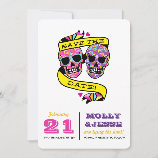 Neon Skeletons Save the Date (Front)