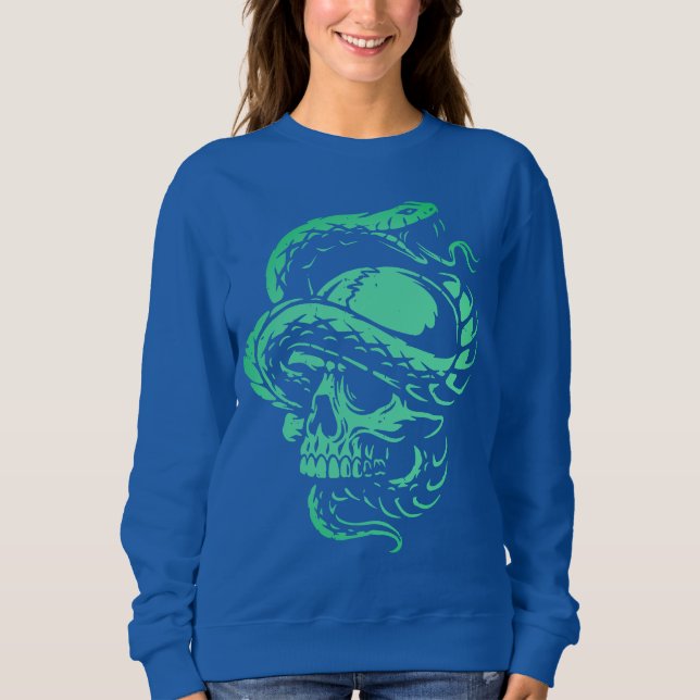Neon Skull and Snake Gothic Art Sweatshirt (Front)