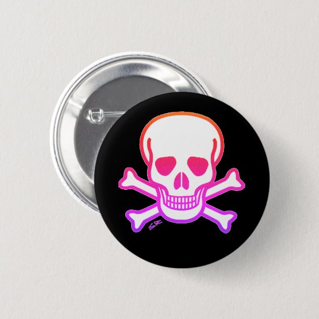 Neon Skull black button (Front & Back)