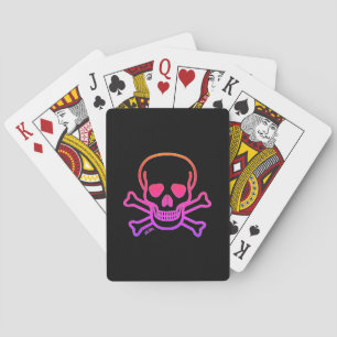 Neon Skull black playing cards
