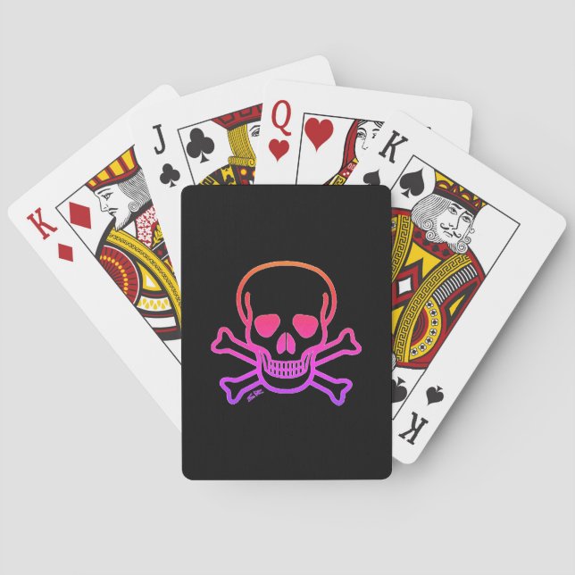 Neon Skull black playing cards (Back)
