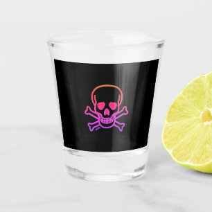 Neon Skull black shot glass