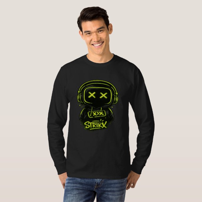 Neon Skull Gamer Graphic Long Sleeve T-Shirt  (Front Full)