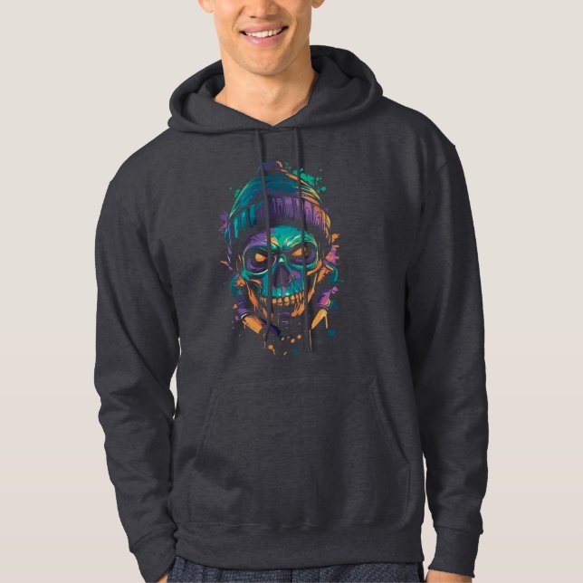 Neon Skull: Graffiti Glow Hoodie (Front)