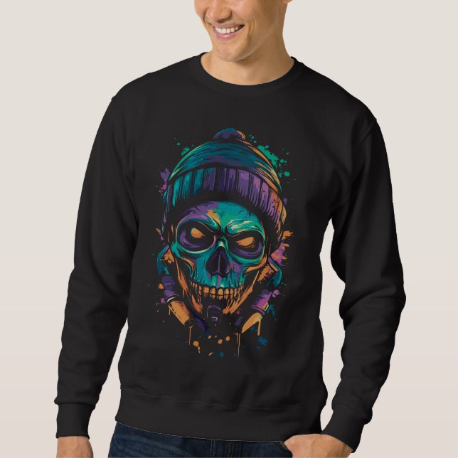 Neon Skull: Graffiti Glow Sweatshirt (Front)