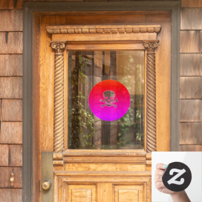 Neon Skull neon round window cling front stick (Home Door)