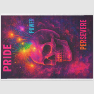 Neon Skull Pride, Power, Perseverance Decoupage   Tissue Paper