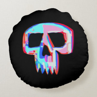 Neon Skull Round Cushion