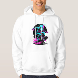 Neon Skull Skateboard Art – Edgy Skater Design Hoodie