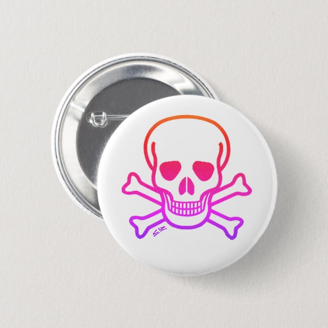 Neon Skull white button (Front & Back)