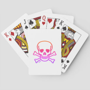 Neon Skull white playing cards