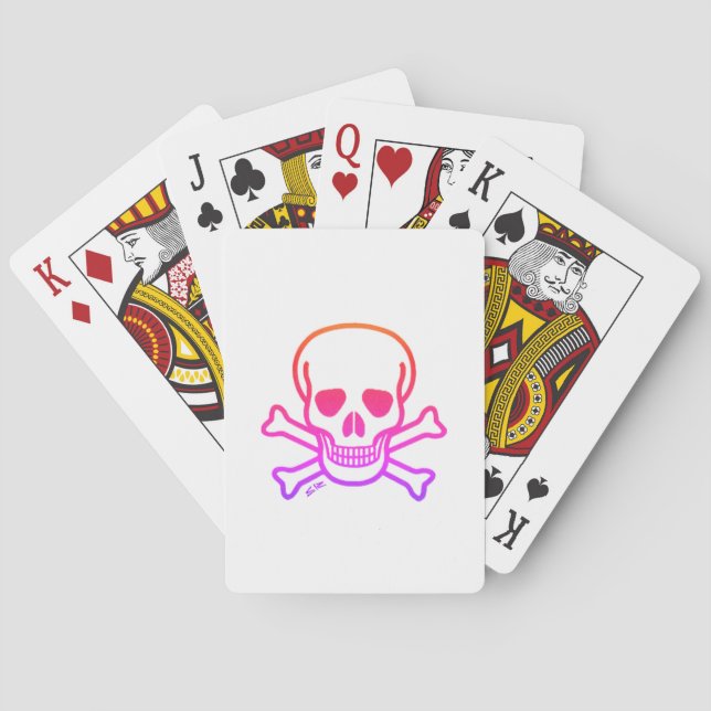 Neon Skull white playing cards (Back)