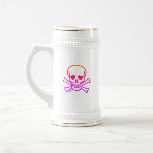 Neon Skull white stein gold trim