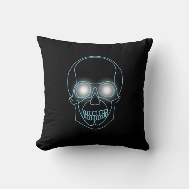 Neon skull with shining eyes design cushion (Front)