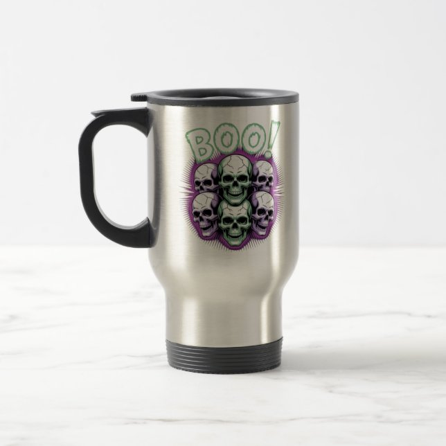 Neon Skulls BOO! Glow Halloween Mug (Left)
